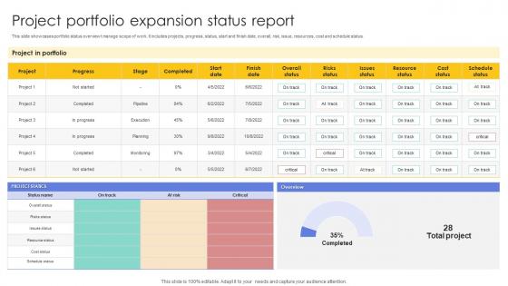 Project Portfolio Expansion Status Report