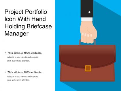 Project portfolio icon with hand holding briefcase manager