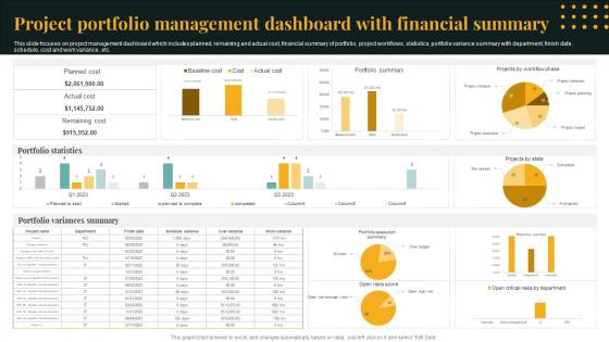 Project Portfolio Management Dashboard With Financial Summary