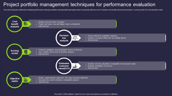 Project Portfolio Management Techniques For Performance Evaluation