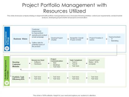Project portfolio management with resources utilized