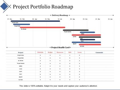 Project portfolio roadmap ppt summary infographic template