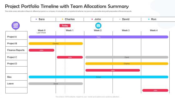 Project Portfolio Timeline With Team Allocations Summary