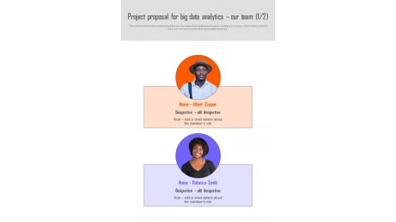 Project Proposal For Big Data Analytics Our Team One Pager Sample Example Document