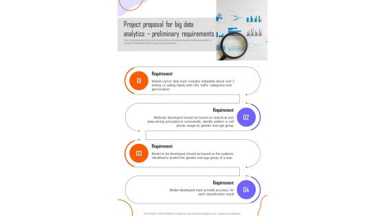 Project Proposal For Big Data Analytics Preliminary Requirements One Pager Sample Example Document