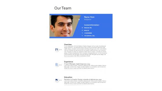 Project Proposal Our Team One Pager Sample Example Document