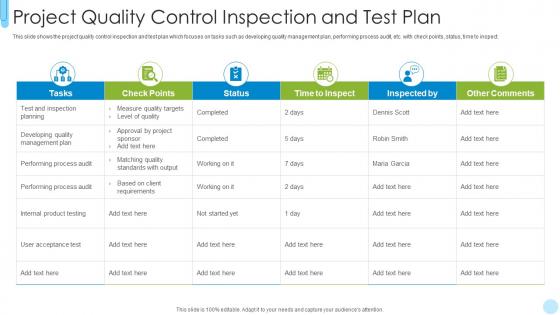 Project Quality Control Inspection And Test Plan