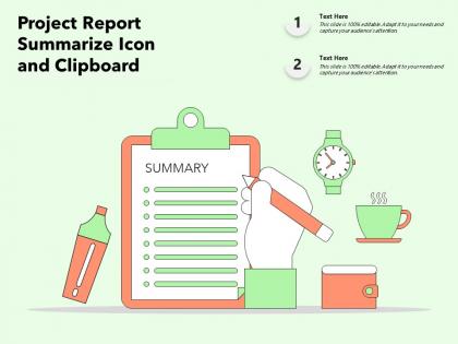 Project report summarize icon and clipboard