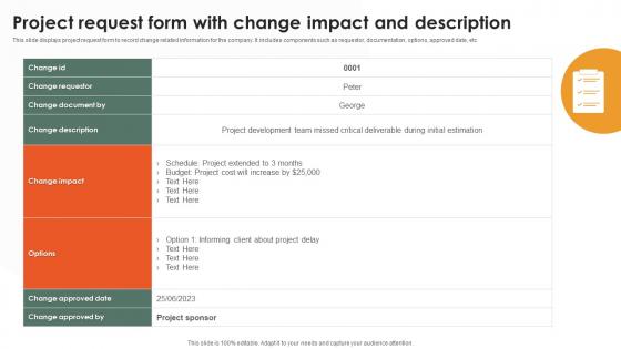 Project Request Form With Change Impact And Description