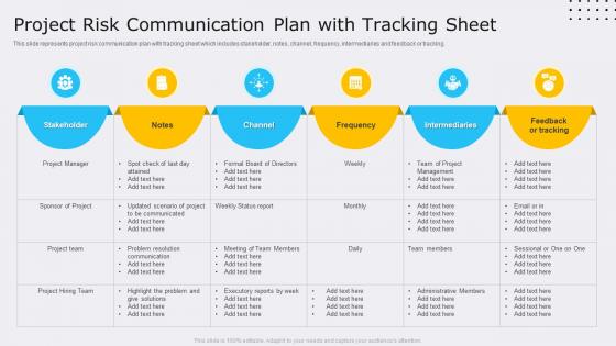 Project Risk Communication Plan With Tracking Sheet