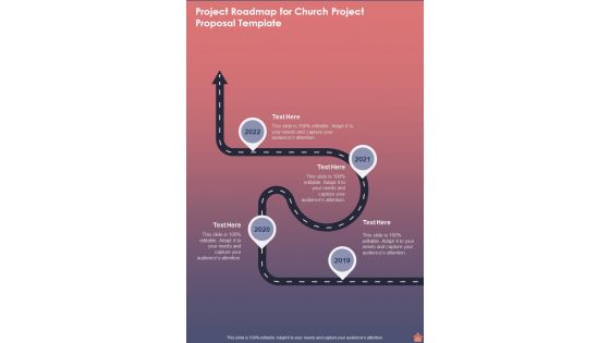 Project Roadmap For Church Project Template One Pager Sample Example Document