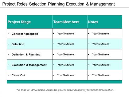 Project roles selection planning execution and management