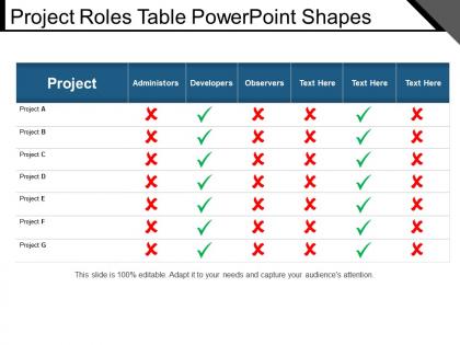 Project roles table powerpoint shapes