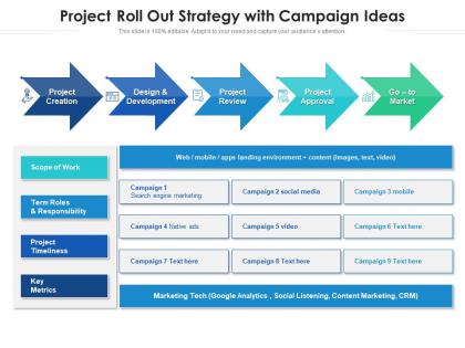 Project roll out strategy with 9 campaign ideas