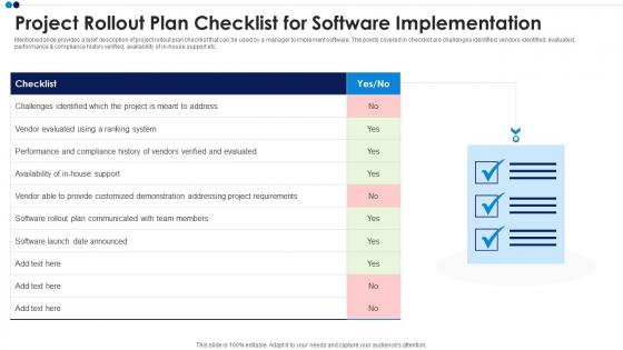 Project Rollout Plan Checklist For Software Implementation