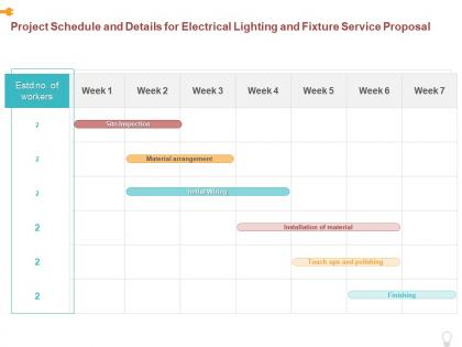 Project schedule and details for electrical lighting and fixture service proposal