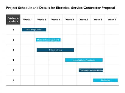 Project schedule and details for electrical service contractor proposal ppt slides