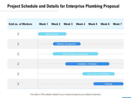Project schedule and details for enterprise plumbing proposal ppt powerpoint presentation slides