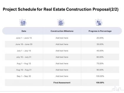 Project schedule for real estate construction proposal assessment ppt powerpoint images