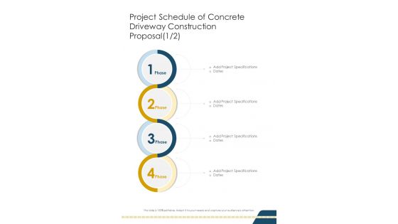 Project Schedule Of Concrete Driveway Construction Proposal One Pager Sample Example Document