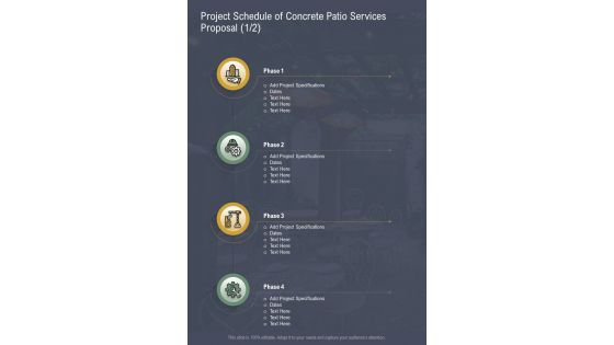 Project Schedule Of Concrete Patio Services Proposal One Pager Sample Example Document