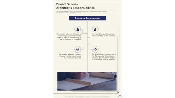 Project Scope Architects Responsibilities Request For Architectural One Pager Sample Example Document