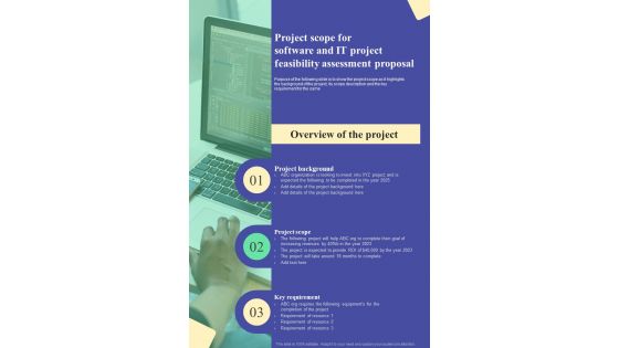 Project Scope For Software And IT Project Feasibility Proposal One Pager Sample Example Document