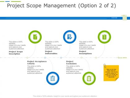 Project scope management option 2 of 2 business project planning ppt structure