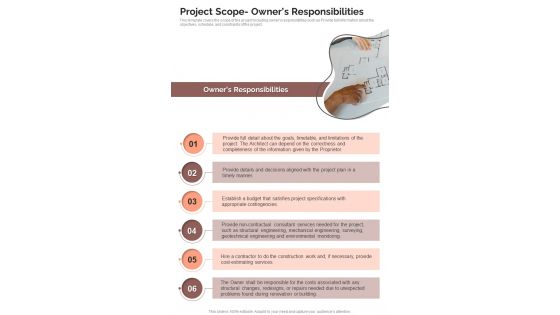Project Scope Owners Responsibilities Request Rfp Architectural Services One Pager Sample Example Document