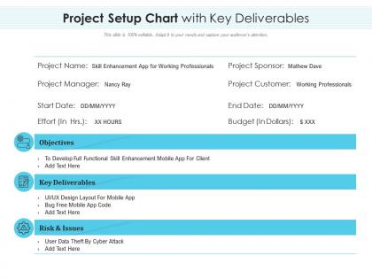 Project setup chart with key deliverables
