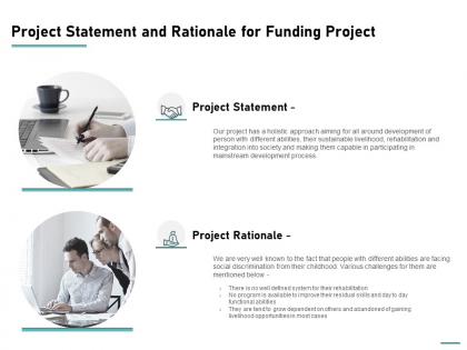 Project statement and rationale for funding project ppt powerpoint presentation