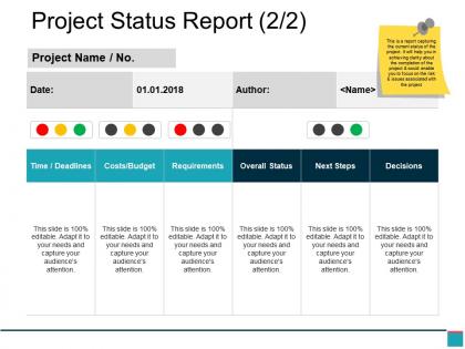 Project status report powerpoint slide deck