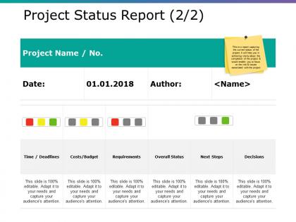 Project status report ppt background template
