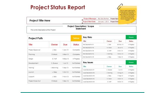 Project status report presentation visuals
