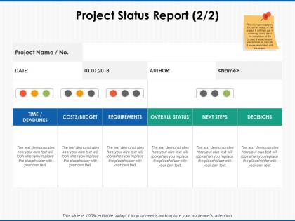 Project status report requirements ppt powerpoint presentation icon