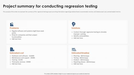 Project Summary For Conducting Strategic Implementation Of Regression Testing