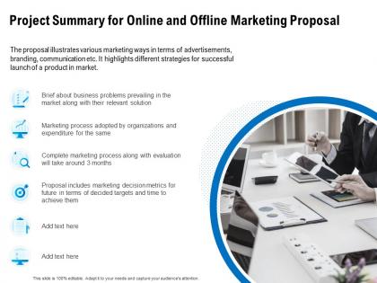 Project summary for online and offline marketing proposal ppt inspiration
