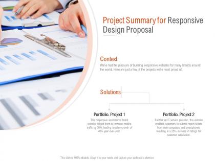Project summary for responsive design proposal ppt powerpoint portfolio