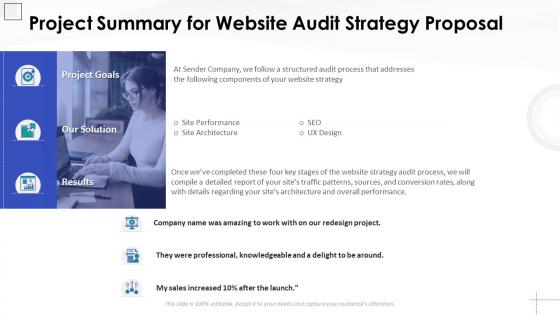 Project summary for website audit strategy proposal website audit strategy template