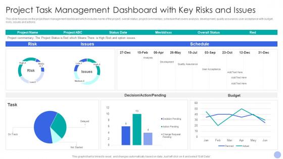 Project Task Management Dashboard With Key Risks And Issues