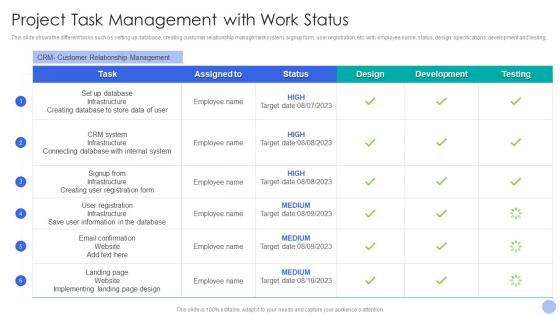 Project Task Management With Work Status