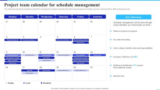 Project Team Calendar For Schedule Management Implementing Cloud Technology To Improve Project