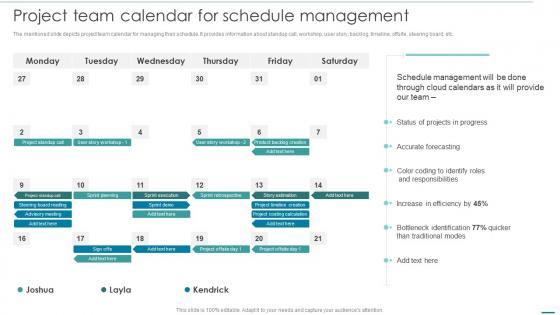 Project Team Calendar For Schedule Management Integrating Cloud Systems