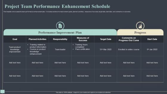 Project Team Performance Enhancement Schedule