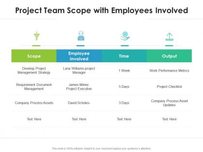 Project team scope with employees involved