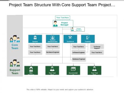 Project team structure with core support team project manager and specialist