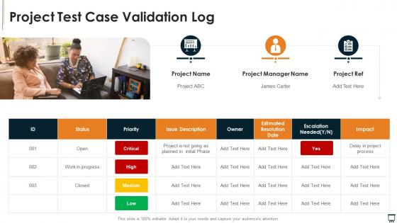 Project Test Case Validation Log Testing Templates Bundle Ppt Powerpoint Presentation File