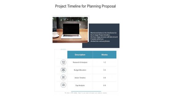 Project Timeline For Planning Proposal One Pager Sample Example Document