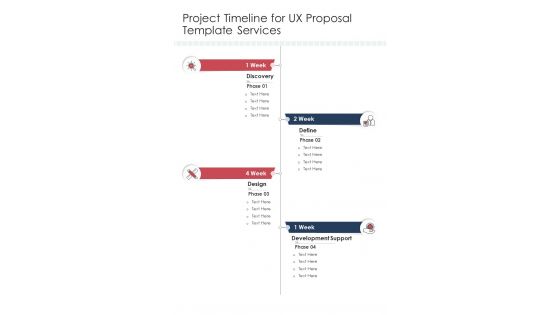 Project Timeline For UX Proposal Template Services One Pager Sample Example Document