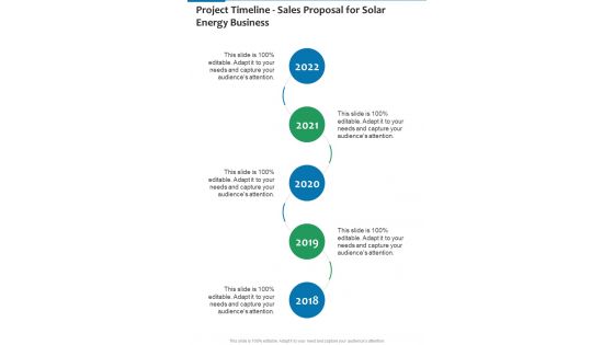 Project Timeline Sales Proposal For Solar Energy Business One Pager Sample Example Document